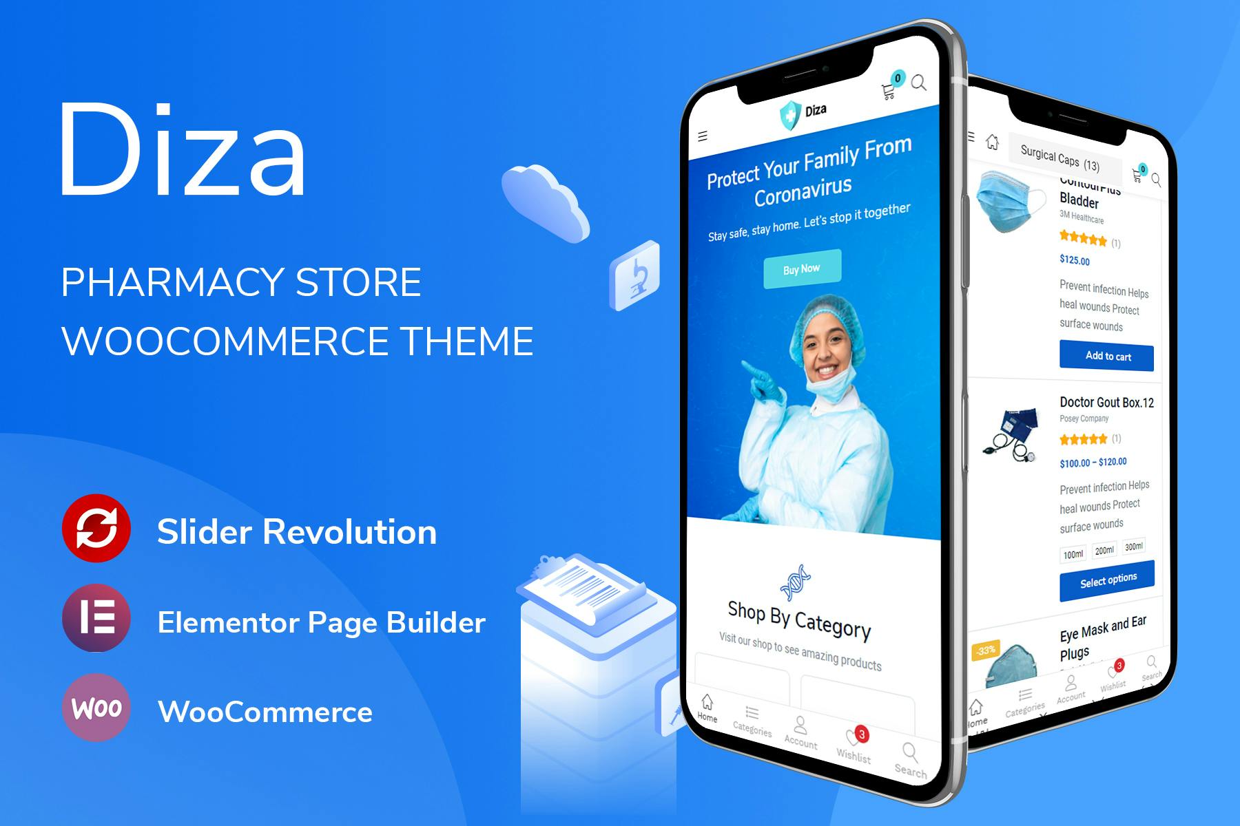 Diza — тема WooCommerce аптечного магазина