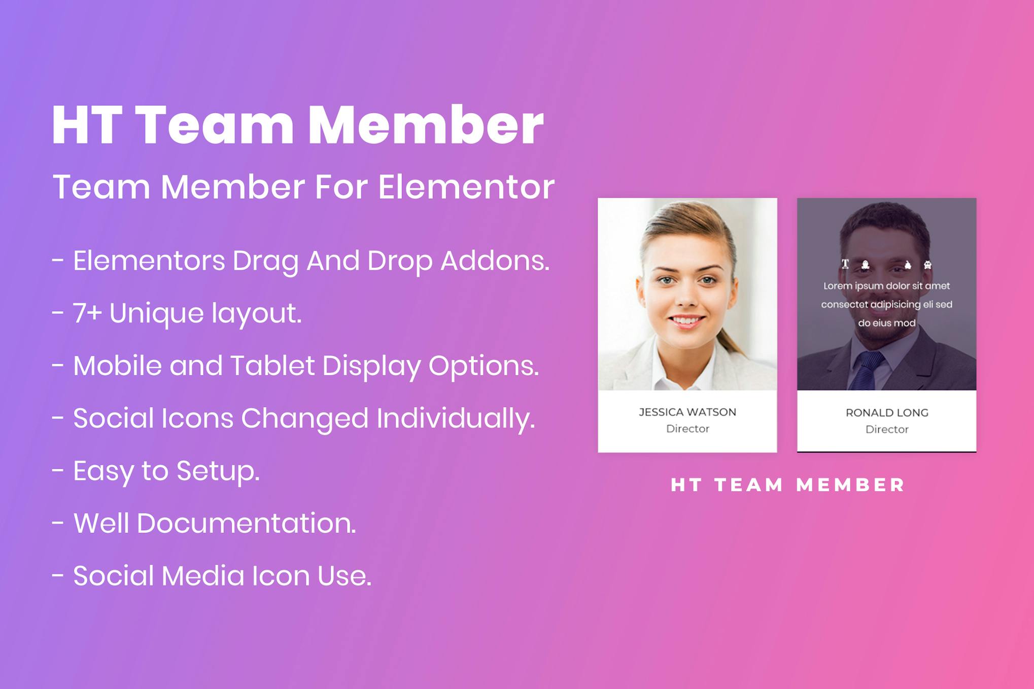 Team Member для Elementor