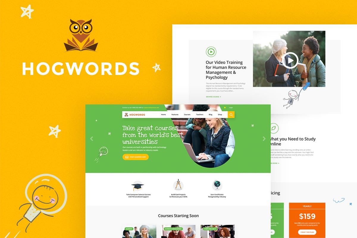 Hogwords — тема WordPress для образовательного центра