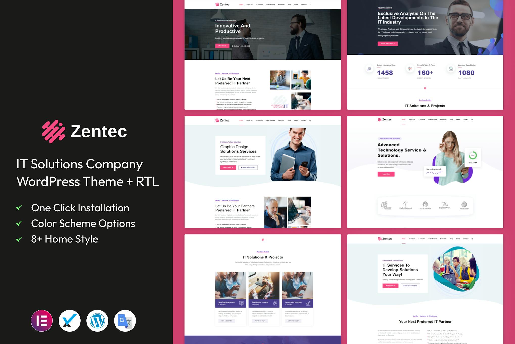 Тема WordPress для Zentec — компании, занимающейся ИТ-решениями