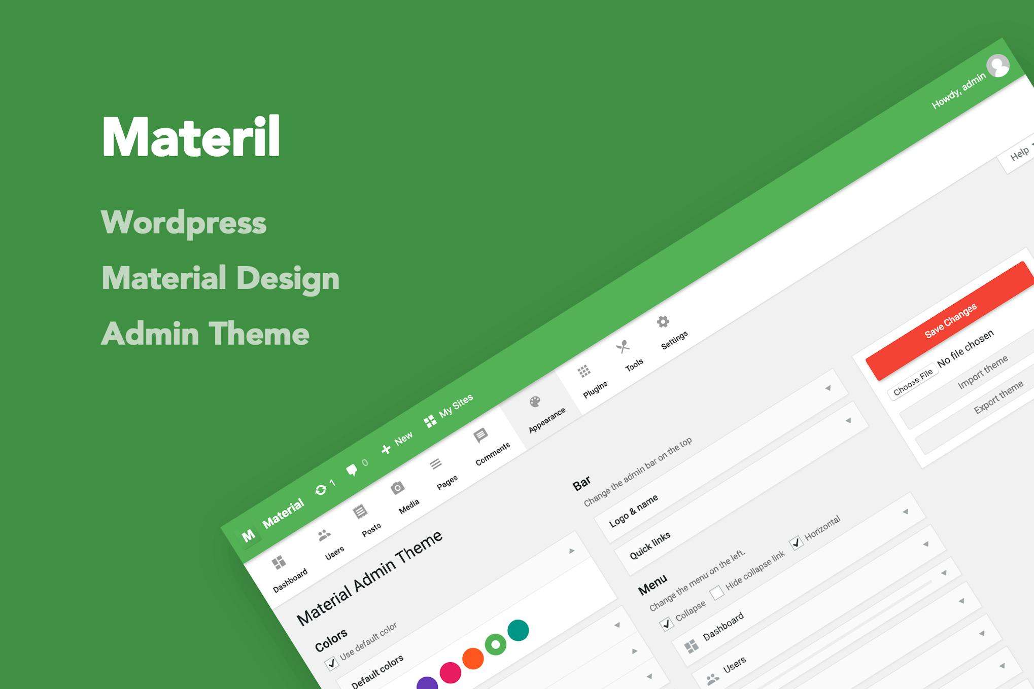 Materil — тема администратора для дизайна материалов WordPress